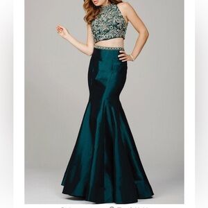 Jovani Dark Green Embellished 2 Piece Gown NWT $680 Size 0